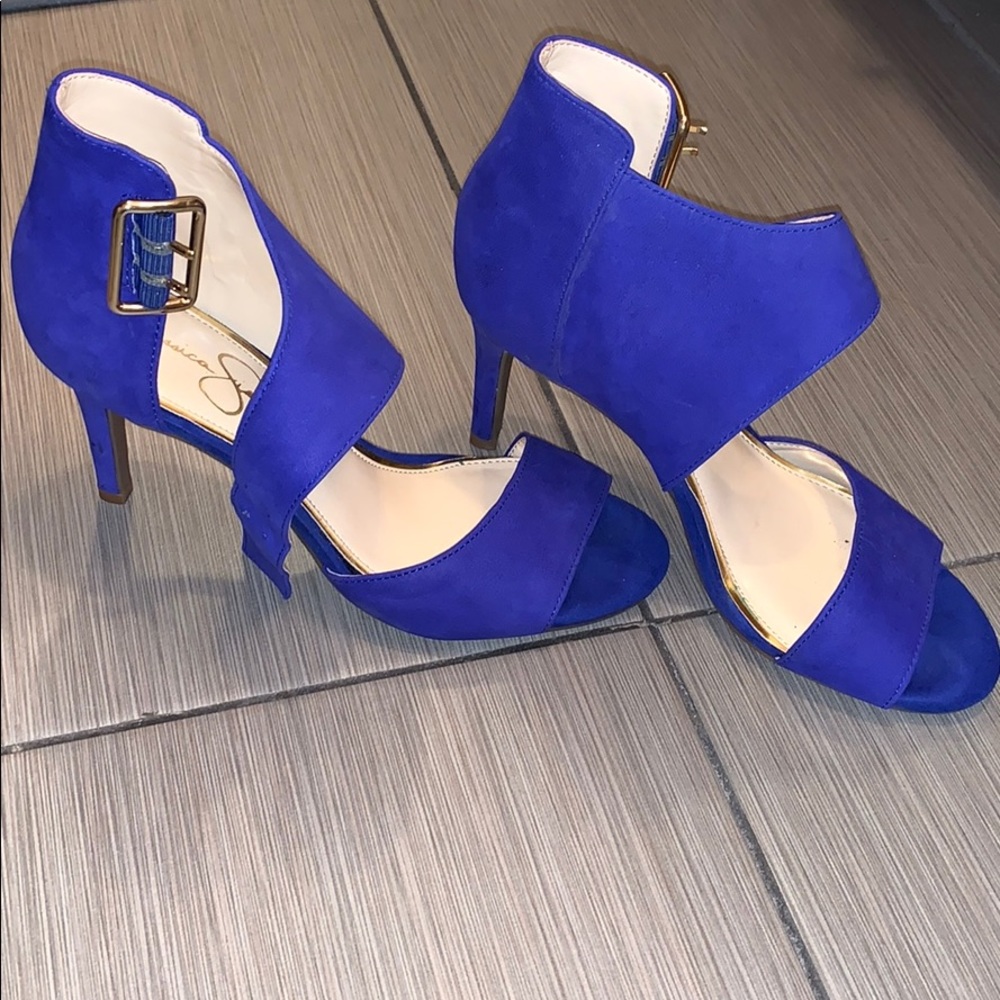 Jessica Simpson blue suede heels